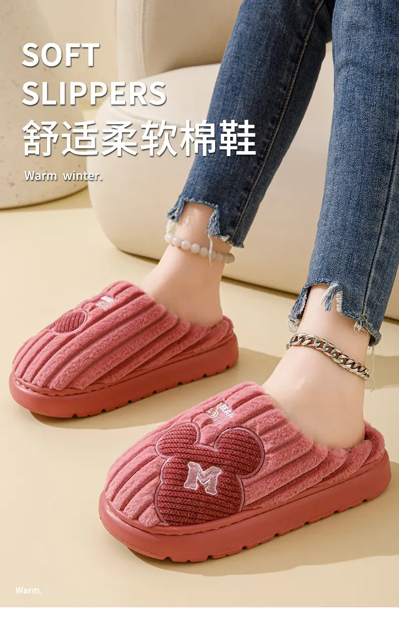Cotton Slippers Women's Winter 2024 New Indoor Home Home Warm Wool Slippers Men's Household Men's Autumn and Winter — feature 2