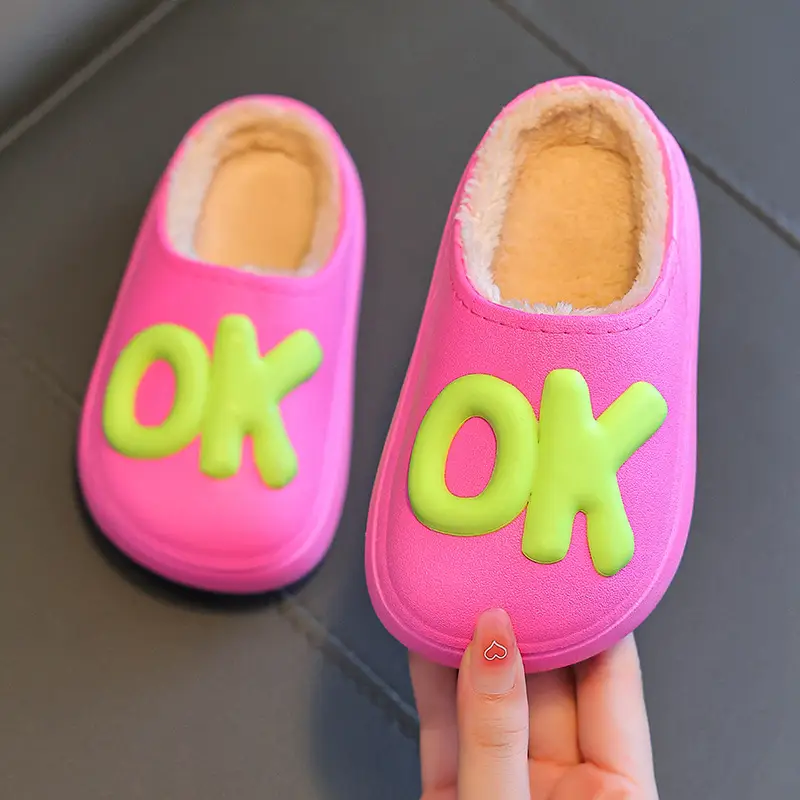 Children's cotton slippers parent-child indoor and outdoor fleece-lined warm cotton shoes non-slip cute fashion baby boys and girls