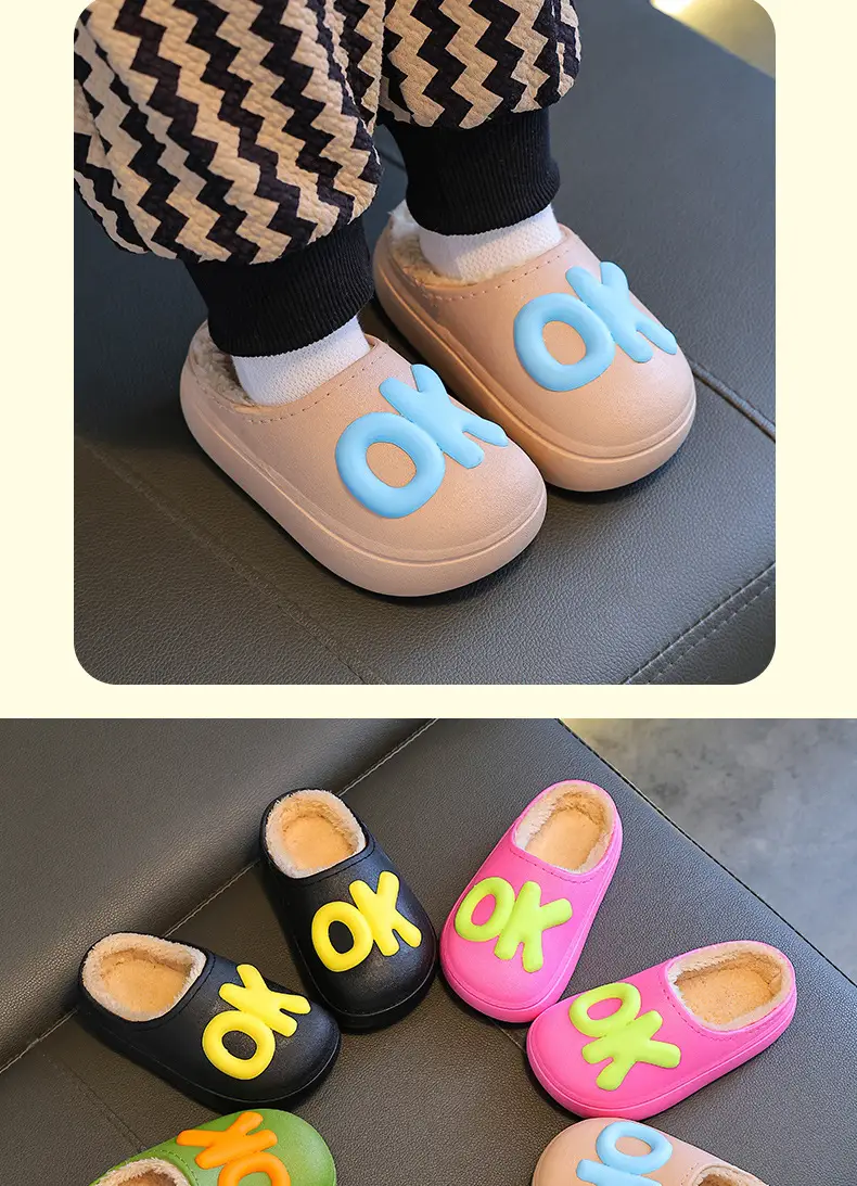 Children's cotton slippers parent-child indoor and outdoor fleece-lined warm cotton shoes non-slip cute fashion baby boys and girls — feature 12
