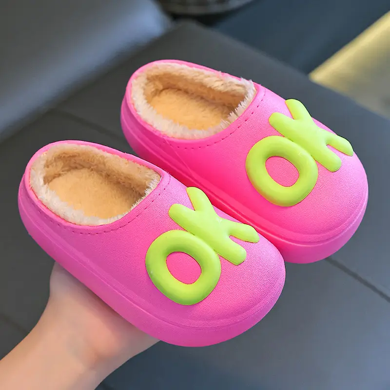 Children's cotton slippers parent-child indoor and outdoor fleece-lined warm cotton shoes non-slip cute fashion baby boys and girls