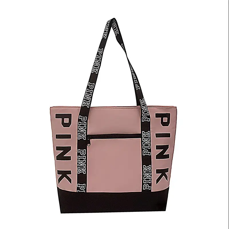 Pink Printed Large Capacity Tote Bag Yellow Black - Image 10