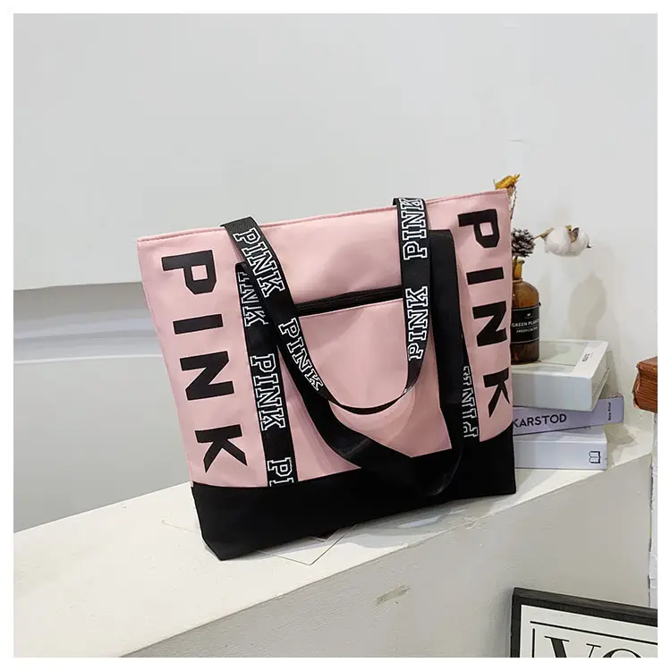 Pink Printed Large Capacity Tote Bag Yellow Black — feature 24