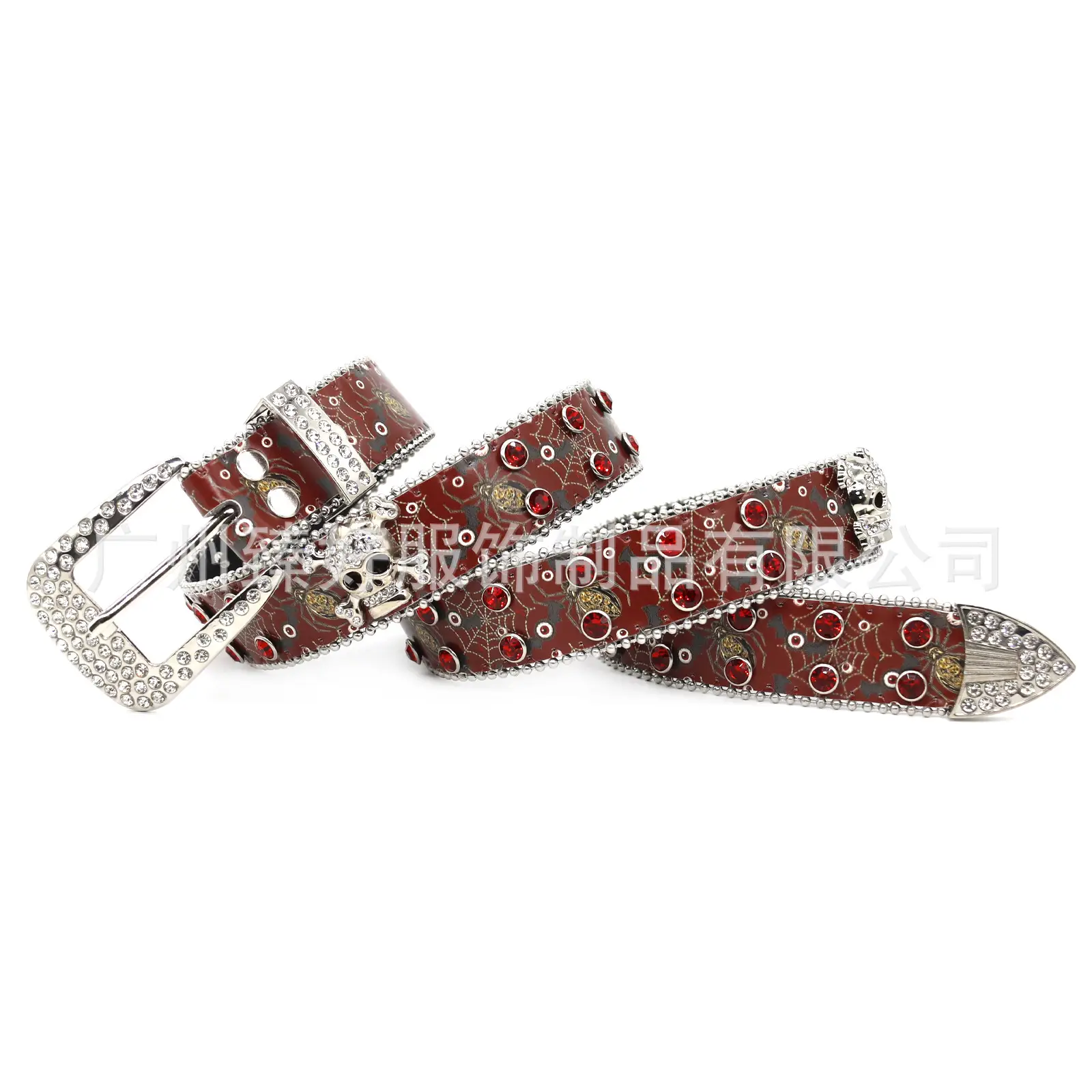 Cross-Country Rhinestone Skull Belt for Men Women - Image 19