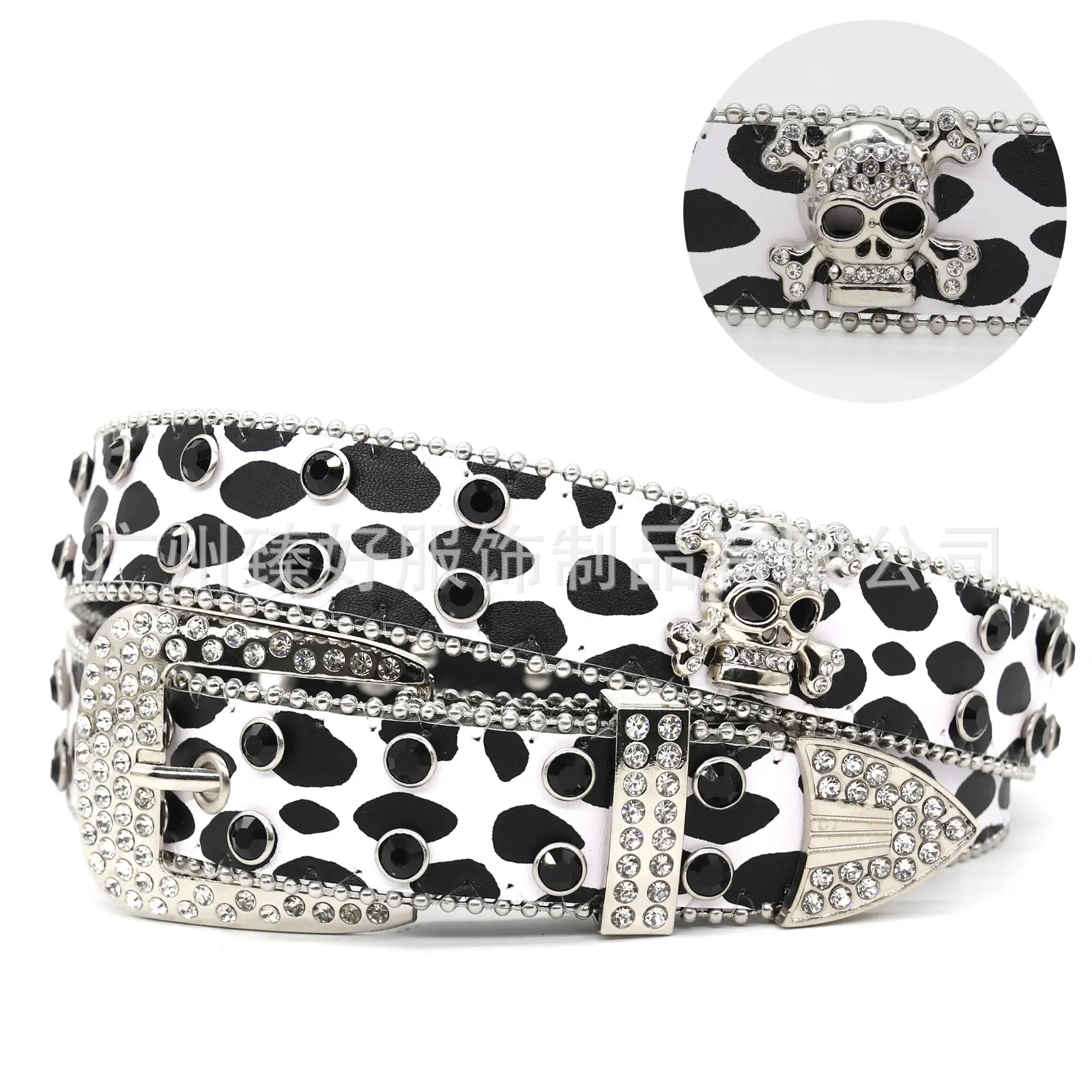 Cross-Country Rhinestone Skull Belt for Men Women - Image 3