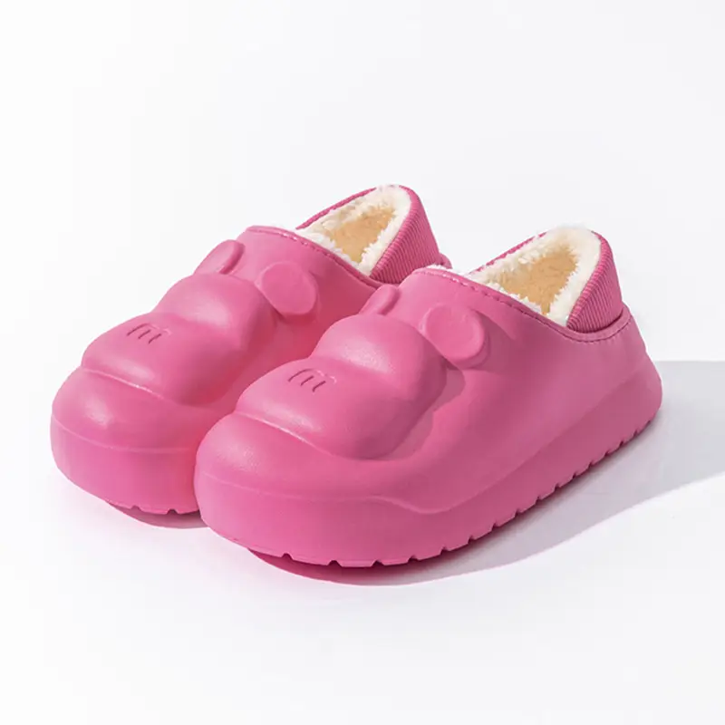 Cotton Slippers Women's Winter Thickened Warm fleece-lined Non-slip Mao Mao Slippers Men's Household Dung-feeling Home and Out Wear
