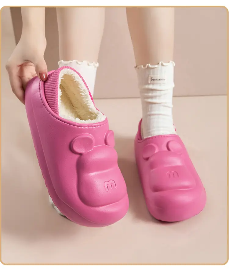 Cotton Slippers Women's Winter Thickened Warm fleece-lined Non-slip Mao Mao Slippers Men's Household Dung-feeling Home and Out Wear — feature 14