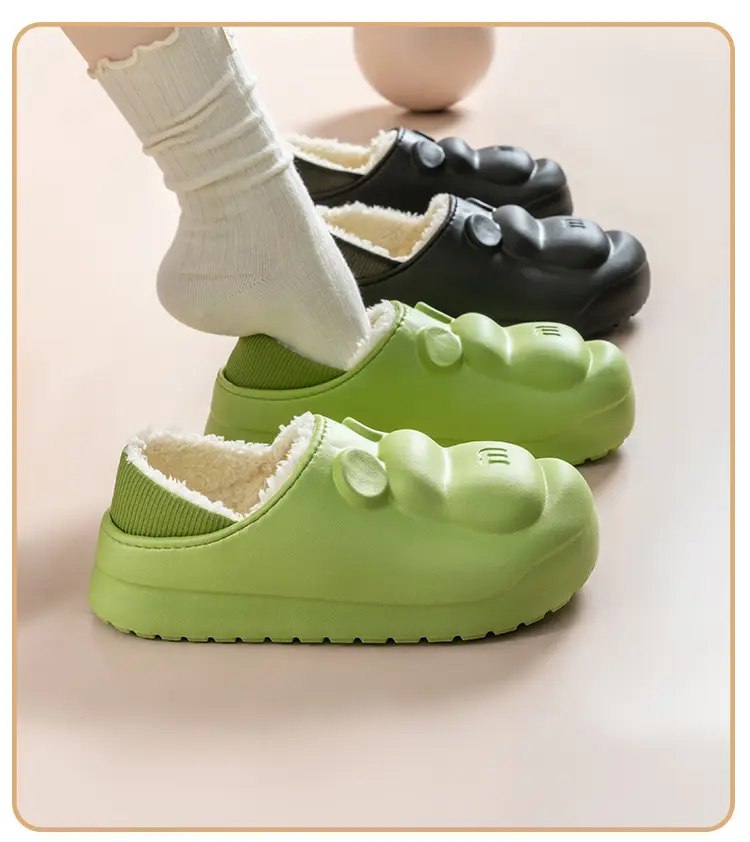Cotton Slippers Women's Winter Thickened Warm fleece-lined Non-slip Mao Mao Slippers Men's Household Dung-feeling Home and Out Wear — feature 15