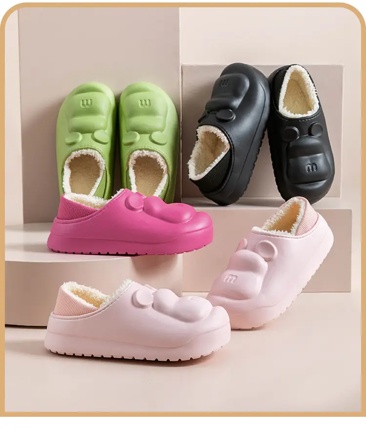Cotton Slippers Women's Winter Thickened Warm fleece-lined Non-slip Mao Mao Slippers Men's Household Dung-feeling Home and Out Wear — feature 17