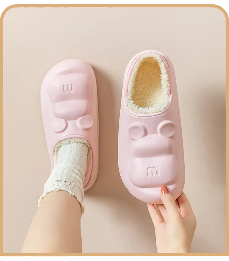 Cotton Slippers Women's Winter Thickened Warm fleece-lined Non-slip Mao Mao Slippers Men's Household Dung-feeling Home and Out Wear — feature 21