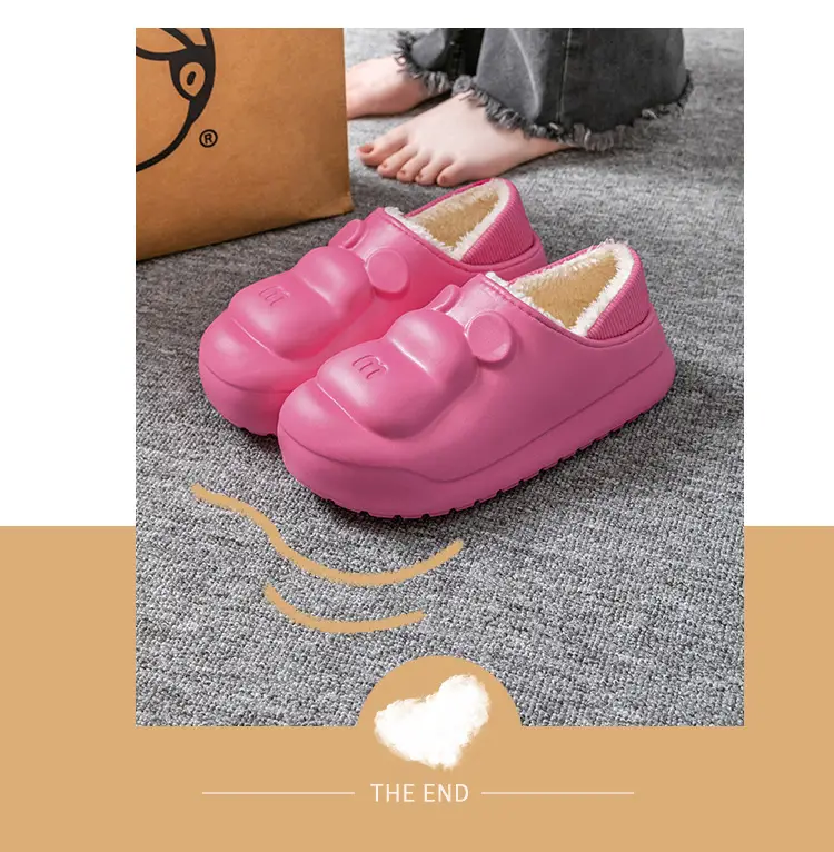 Cotton Slippers Women's Winter Thickened Warm fleece-lined Non-slip Mao Mao Slippers Men's Household Dung-feeling Home and Out Wear — feature 24