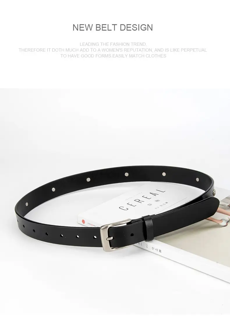 Black Genuine Leather Belt with Vintage Heart Pin Buckle for Women — feature 11