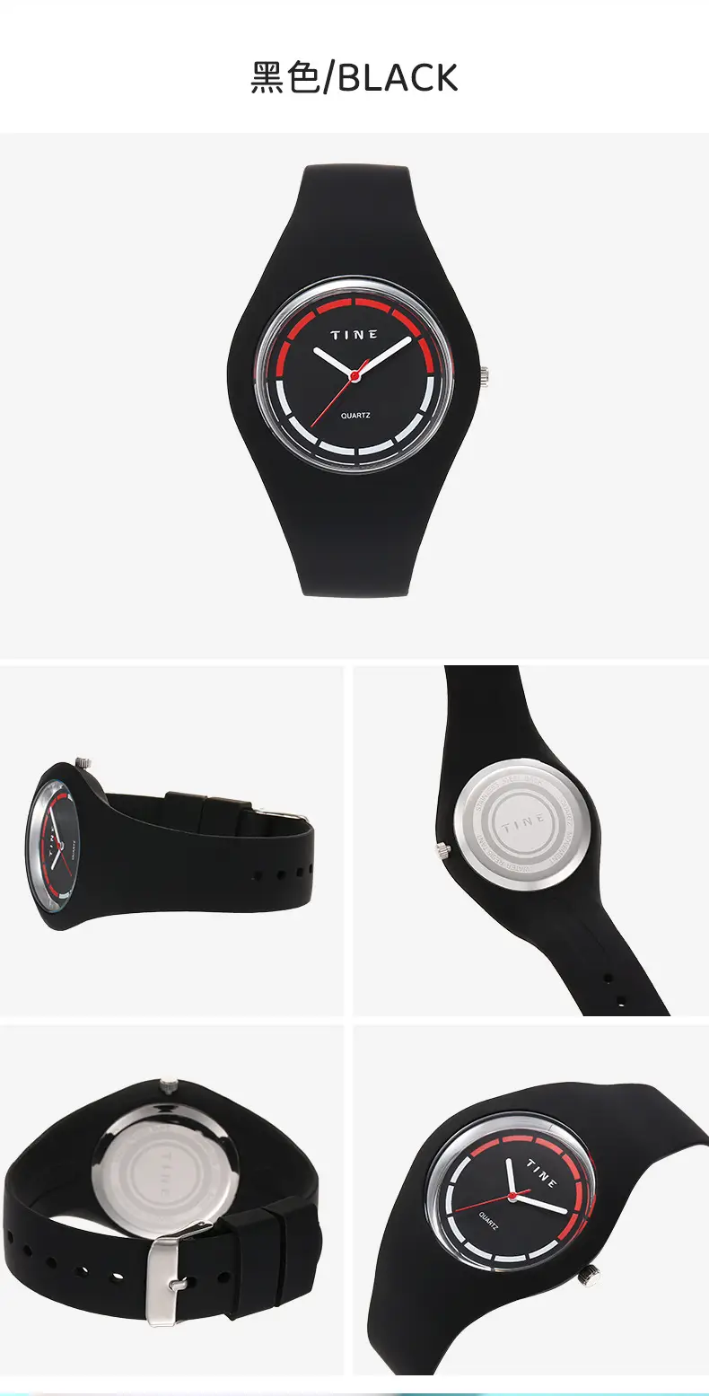 Waterproof Women's Quartz Watch Black Red Dial — feature 11