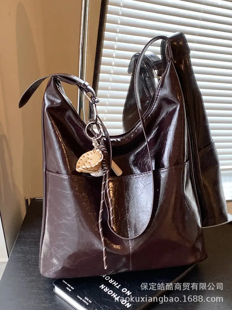 Large Brown Leather Tote Bag for Women 2024 - Image 6