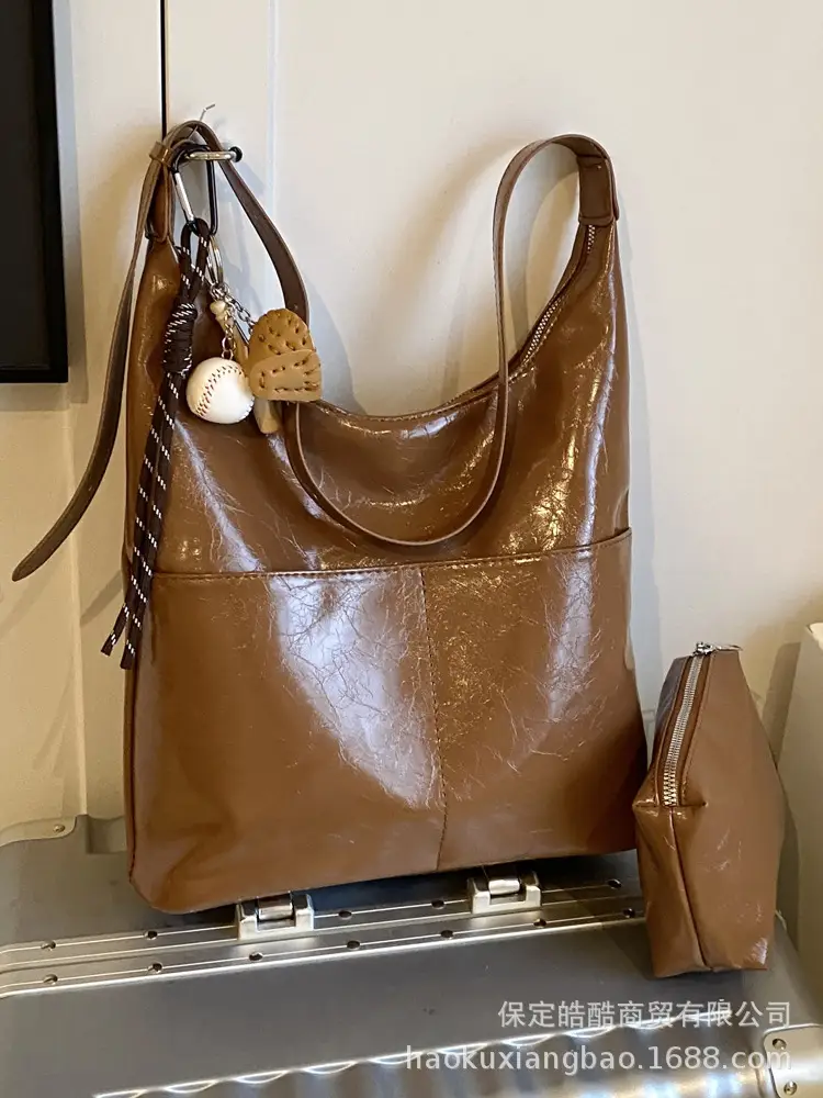Large Brown Leather Tote Bag for Women 2024 - Image 9