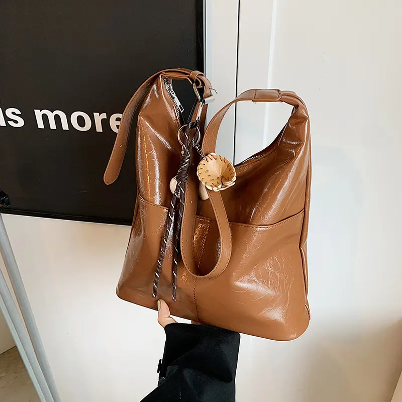 Large Brown Leather Tote Bag for Women 2024 - Image 4