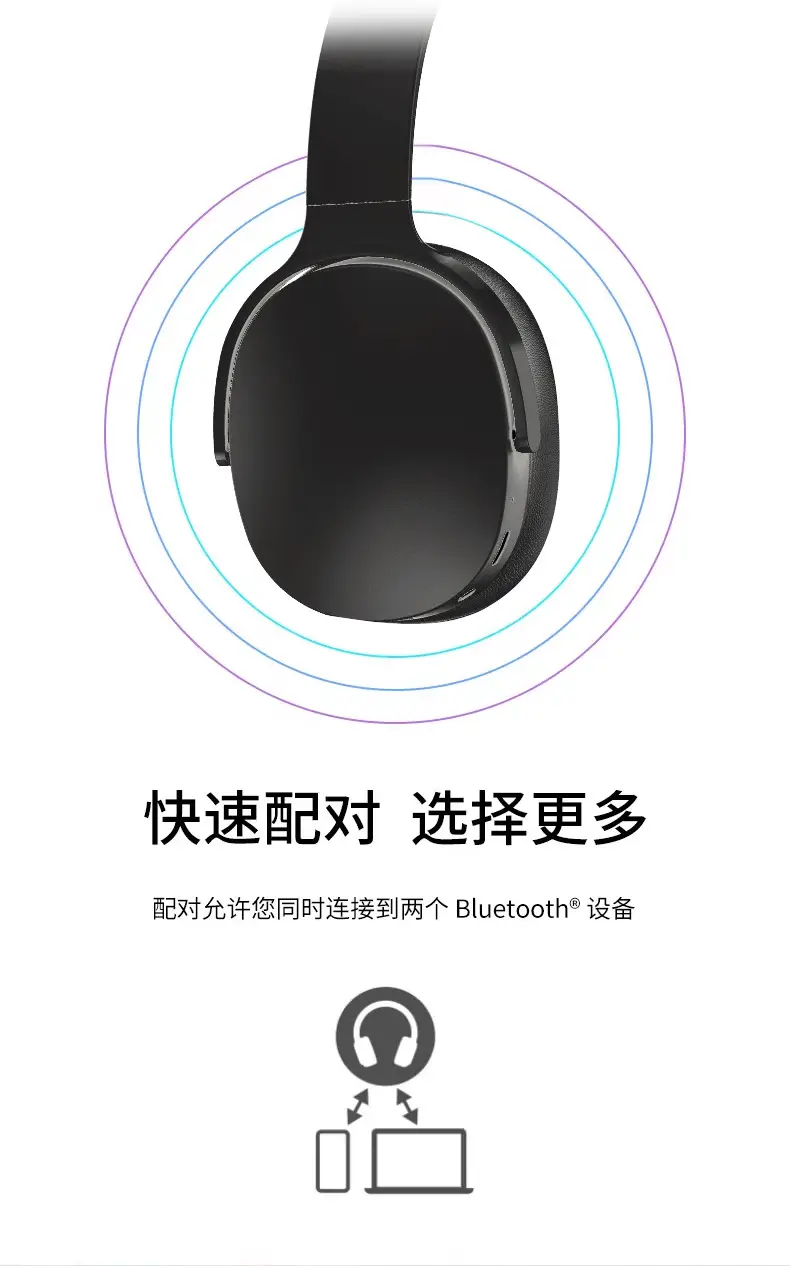 Wireless Over-Ear Bluetooth Headphones Black with 3 EQ — feature 10