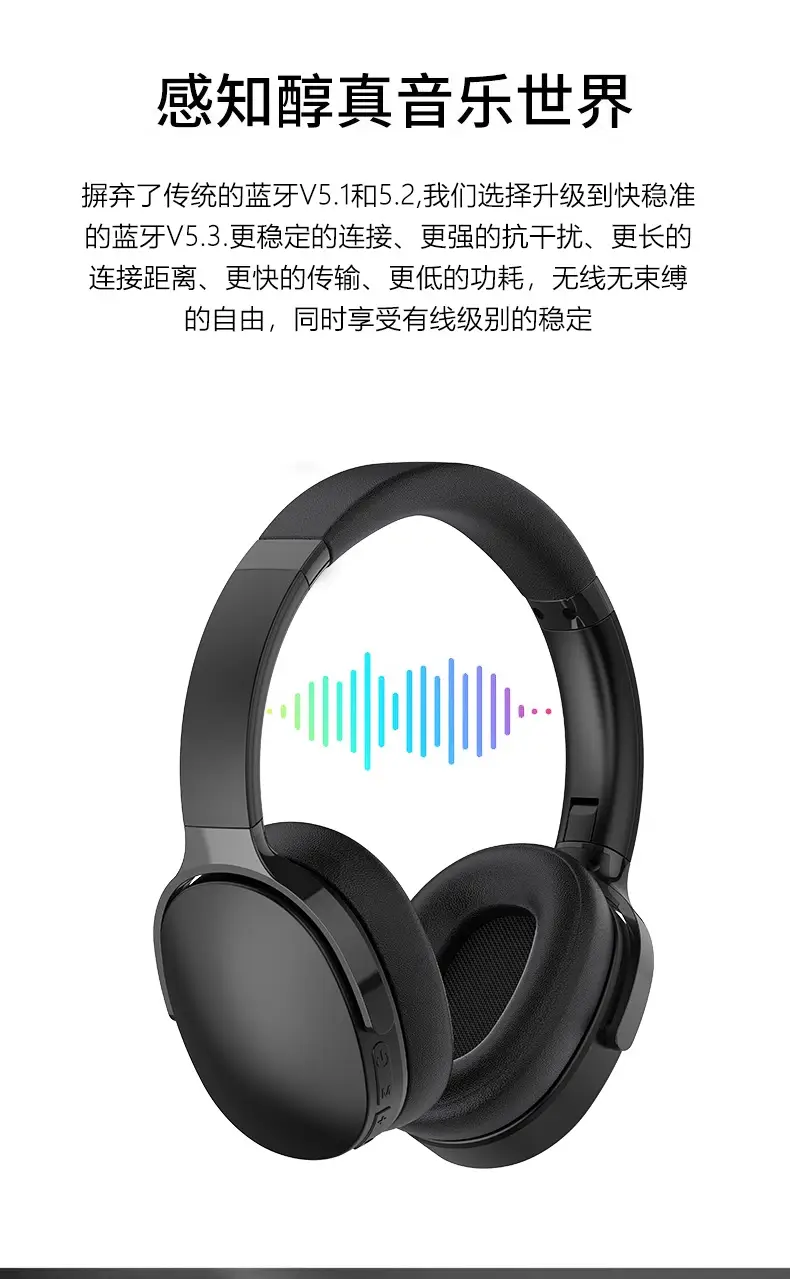 Wireless Over-Ear Bluetooth Headphones Black with 3 EQ — feature 12