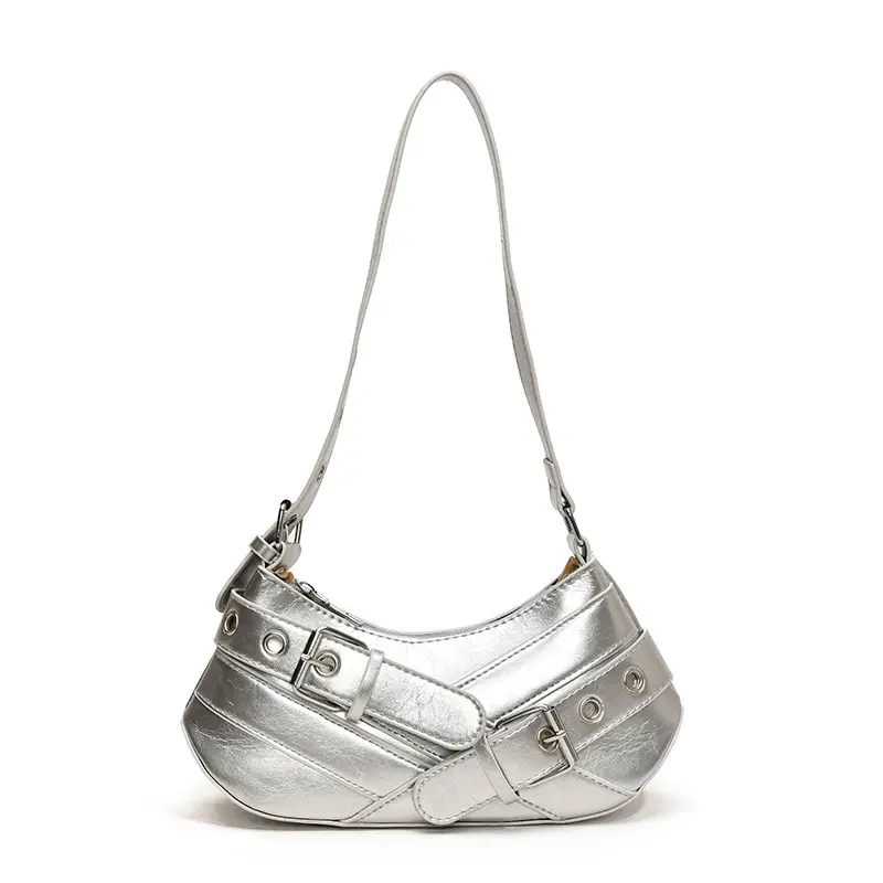 2024 Trendy Silver Motorcycle Shoulder Bag - Image 3