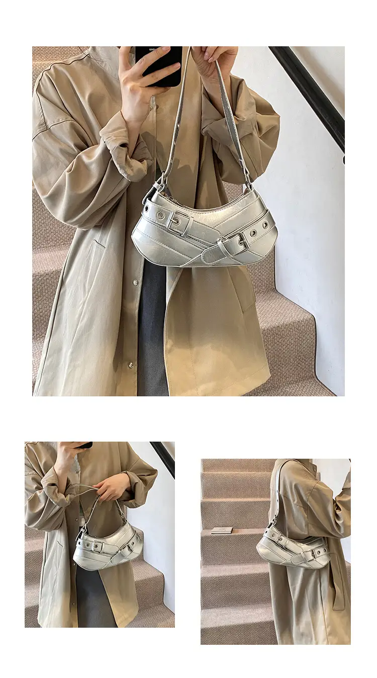 2024 Trendy Silver Motorcycle Shoulder Bag — feature 28