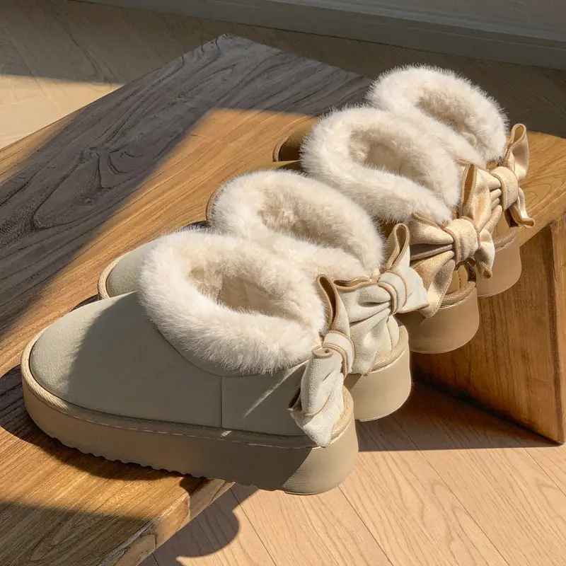 Thick-soled cotton slippers women's all-inclusive heel winter outdoor wear warm fashion non-slip fleece-lined indoor home confinement cotton shoes - Image 5