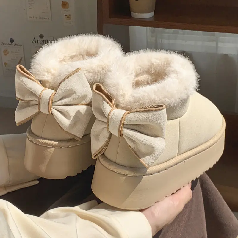 Thick-soled cotton slippers women's all-inclusive heel winter outdoor wear warm fashion non-slip fleece-lined indoor home confinement cotton shoes - Image 3