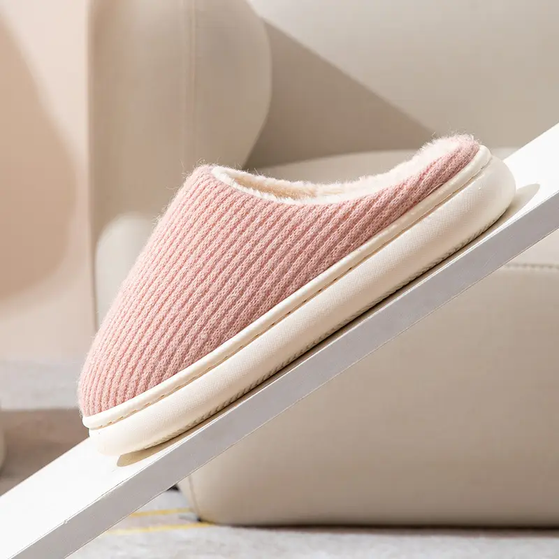 [Clearance sale] warm cotton slippers couple simple plain version indoor household non-slip wear-resistant winter slippers - Image 7