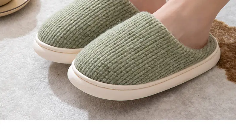 [Clearance sale] warm cotton slippers couple simple plain version indoor household non-slip wear-resistant winter slippers — feature 16
