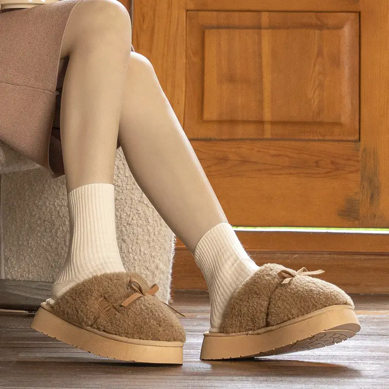 Thick Bottom Small Chanel Style Cotton Slippers Women's Winter New Princess Cotton Slippers Heightened Warm Home Students Indoor Dung Feeling - Image 7