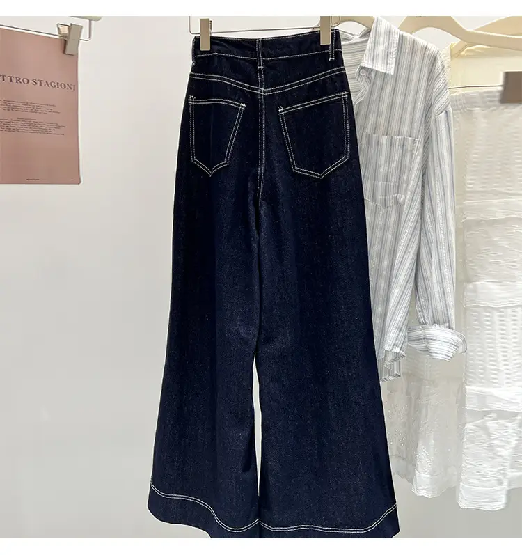 Dark Blue Wide Leg Jeans Women Spring Autumn Loose Fit High Waist — feature 13