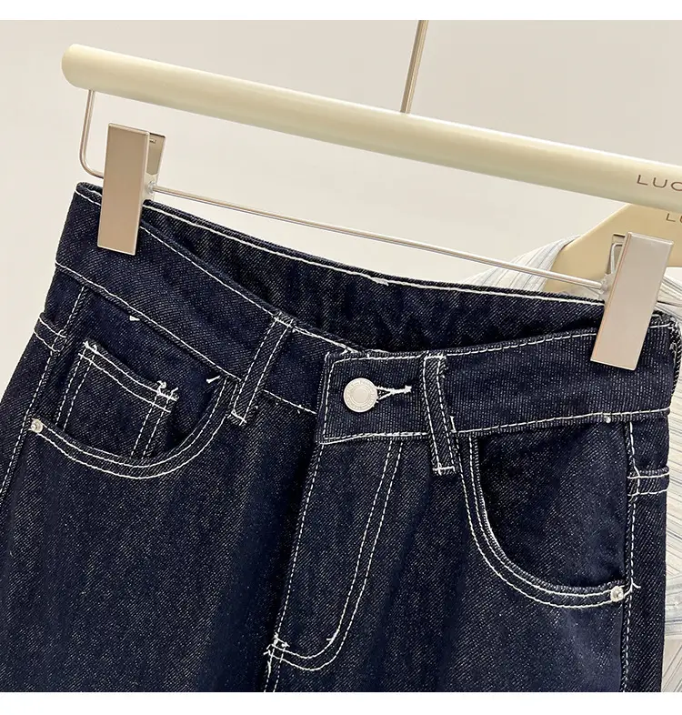 Dark Blue Wide Leg Jeans Women Spring Autumn Loose Fit High Waist — feature 14