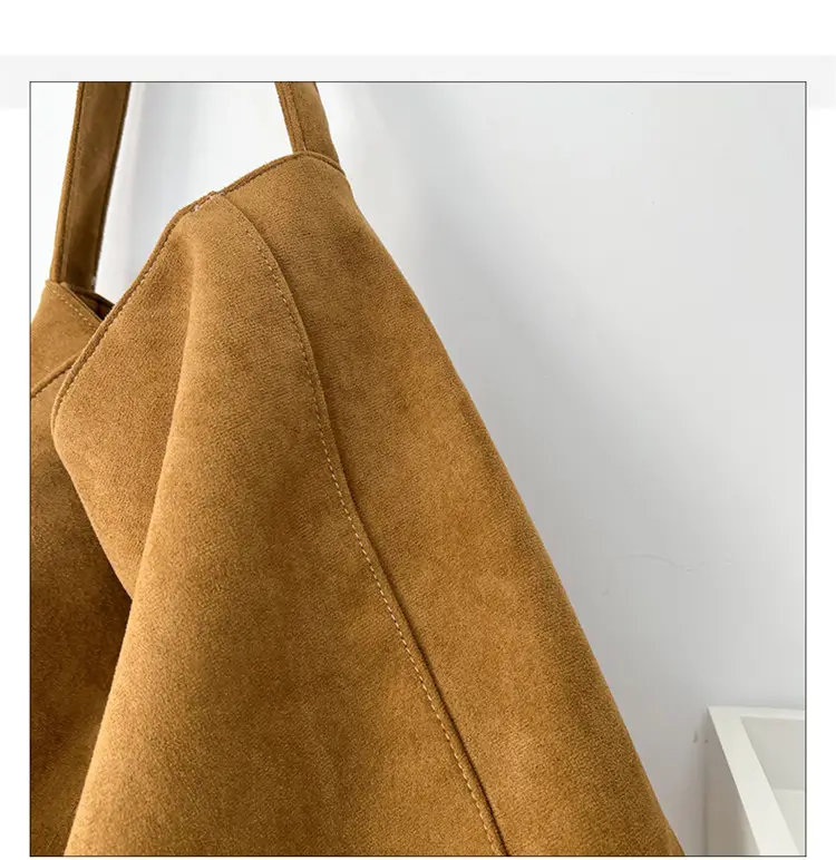 Korean-style Woolen Shoulder Bag Brown Large Capacity — feature 4