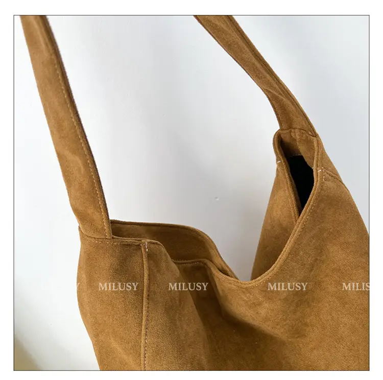 Korean-style Woolen Shoulder Bag Brown Large Capacity — feature 7