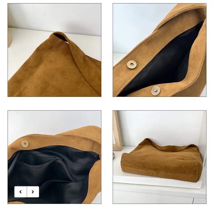 Korean-style Woolen Shoulder Bag Brown Large Capacity — feature 8