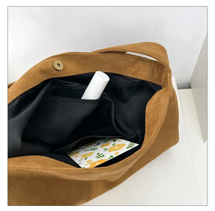 Korean-style Woolen Shoulder Bag Brown Large Capacity — feature 9