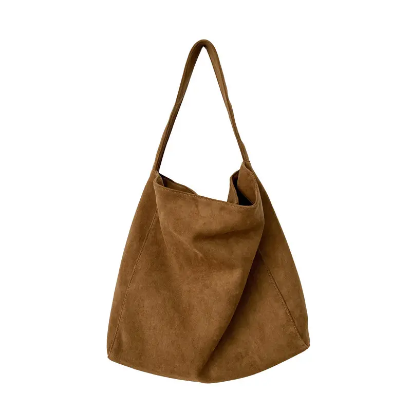 Korean-style Woolen Shoulder Bag Brown Large Capacity - Image 2