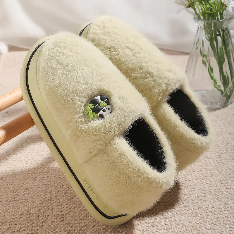 Women's Cotton Slippers with Heel Cover, Autumn and Winter Plush Warm 2026 New Model Indoor Home Couple Non-Slip Maternity Shoes for Women Winter - Image 6