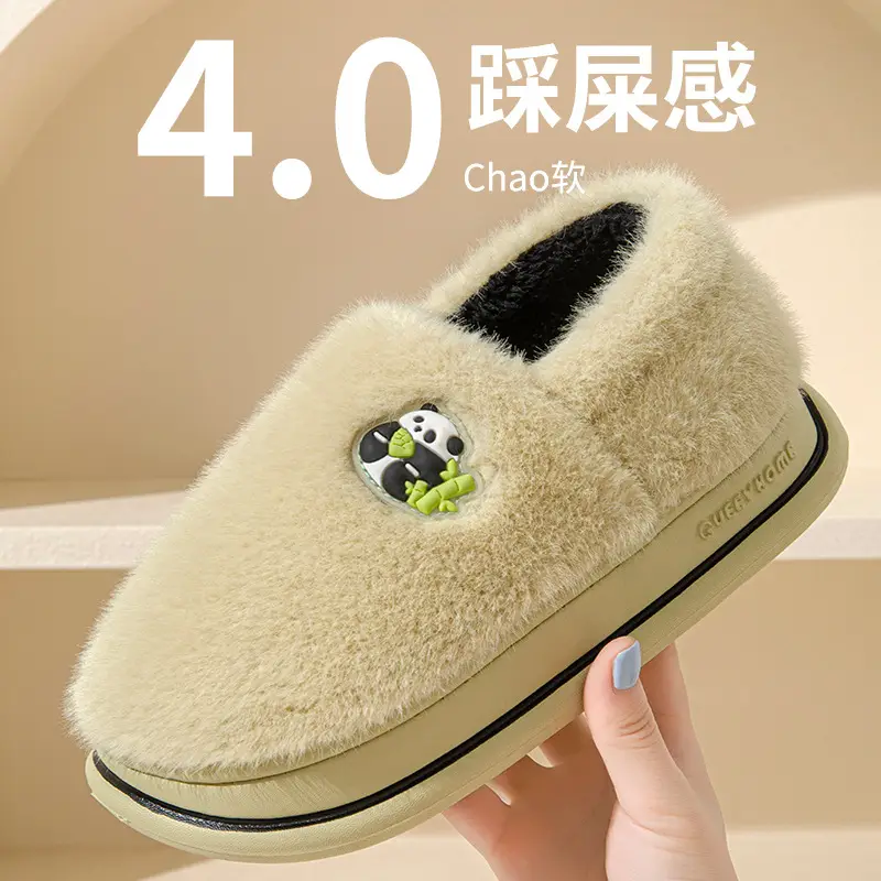 Women's Cotton Slippers with Heel Cover, Autumn and Winter Plush Warm 2026 New Model Indoor Home Couple Non-Slip Maternity Shoes for Women Winter - Image 7