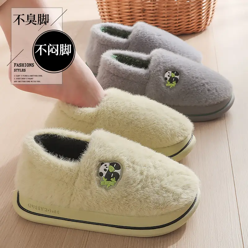 Women's Cotton Slippers with Heel Cover, Autumn and Winter Plush Warm 2026 New Model Indoor Home Couple Non-Slip Maternity Shoes for Women Winter - Image 8
