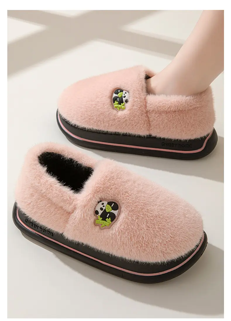 Women's Cotton Slippers with Heel Cover, Autumn and Winter Plush Warm 2026 New Model Indoor Home Couple Non-Slip Maternity Shoes for Women Winter — feature 11