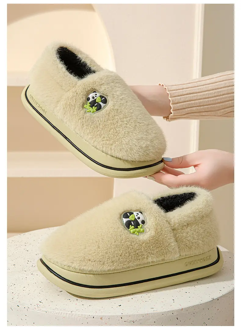 Women's Cotton Slippers with Heel Cover, Autumn and Winter Plush Warm 2026 New Model Indoor Home Couple Non-Slip Maternity Shoes for Women Winter — feature 12