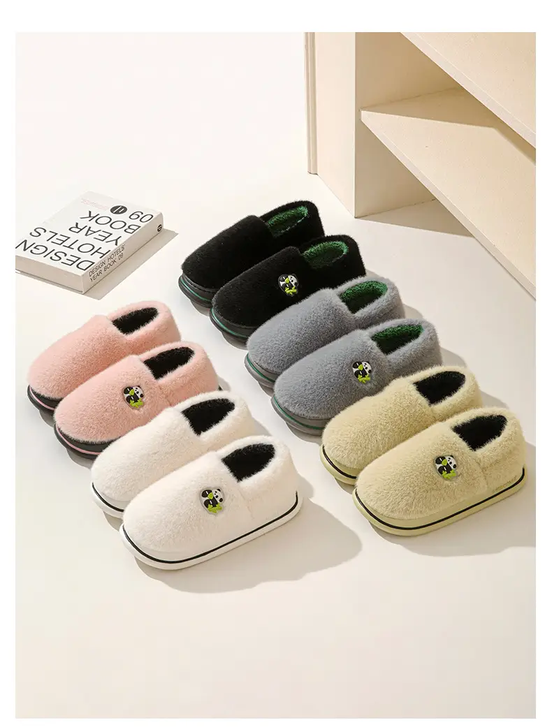 Women's Cotton Slippers with Heel Cover, Autumn and Winter Plush Warm 2026 New Model Indoor Home Couple Non-Slip Maternity Shoes for Women Winter — feature 14