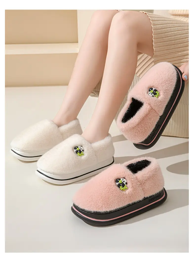Women's Cotton Slippers with Heel Cover, Autumn and Winter Plush Warm 2026 New Model Indoor Home Couple Non-Slip Maternity Shoes for Women Winter — feature 15