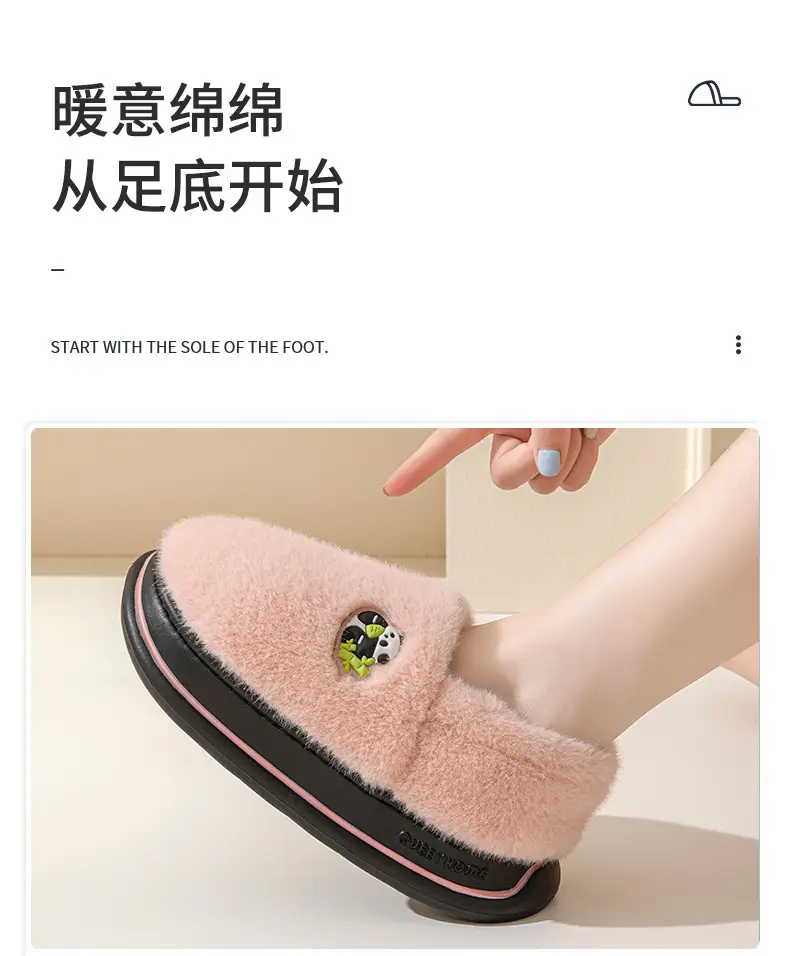 Women's Cotton Slippers with Heel Cover, Autumn and Winter Plush Warm 2026 New Model Indoor Home Couple Non-Slip Maternity Shoes for Women Winter — feature 2