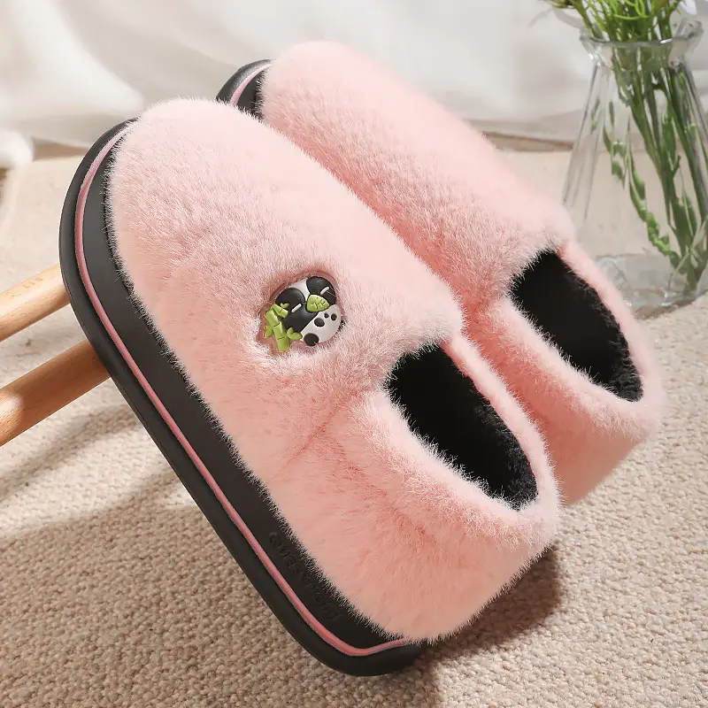 Women's Cotton Slippers with Heel Cover, Autumn and Winter Plush Warm 2026 New Model Indoor Home Couple Non-Slip Maternity Shoes for Women Winter - Image 3