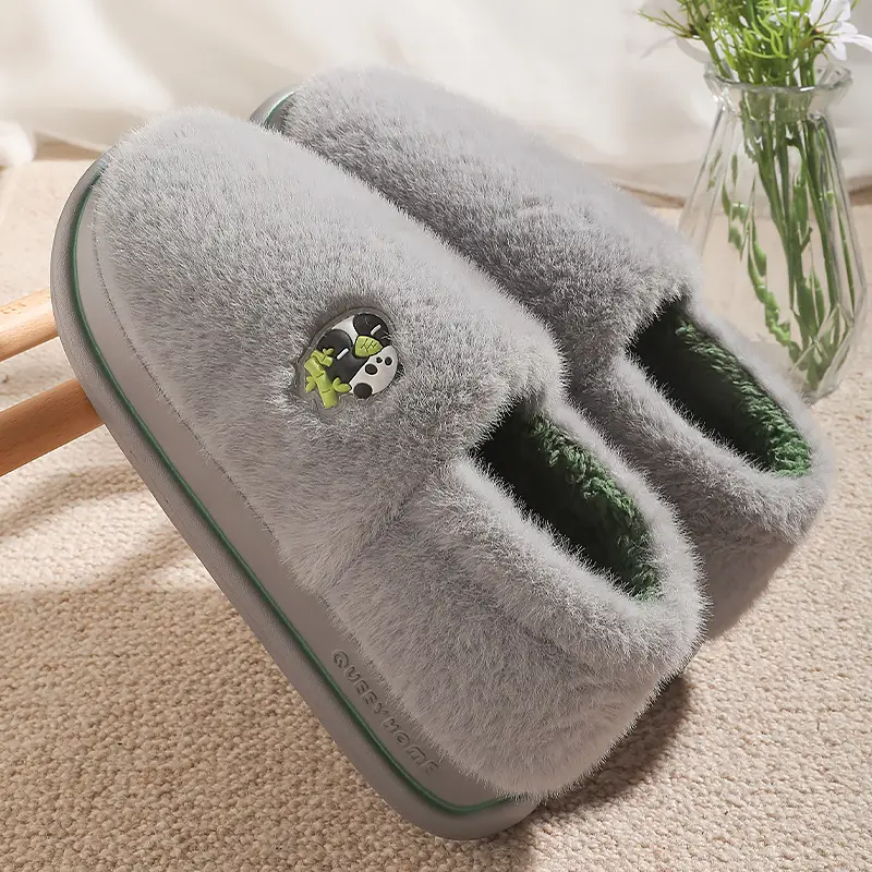 Women's Cotton Slippers with Heel Cover, Autumn and Winter Plush Warm 2026 New Model Indoor Home Couple Non-Slip Maternity Shoes for Women Winter - Image 5