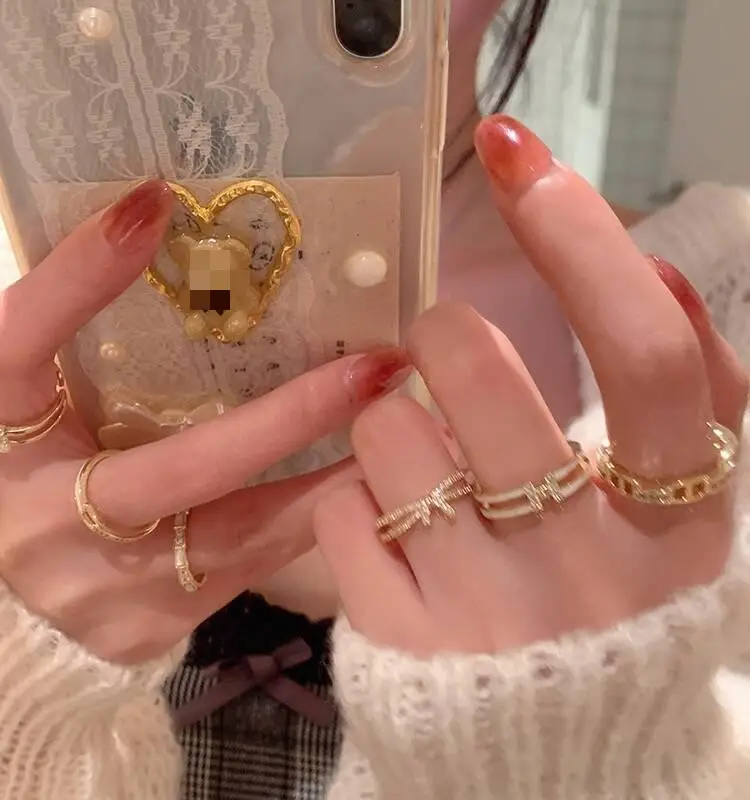 Ins Style Korean Niche Ring, Feminine, Versatile, Simple and Personalized Pair of Rings, High-End Open Index Finger Ring Wholesale — feature 1