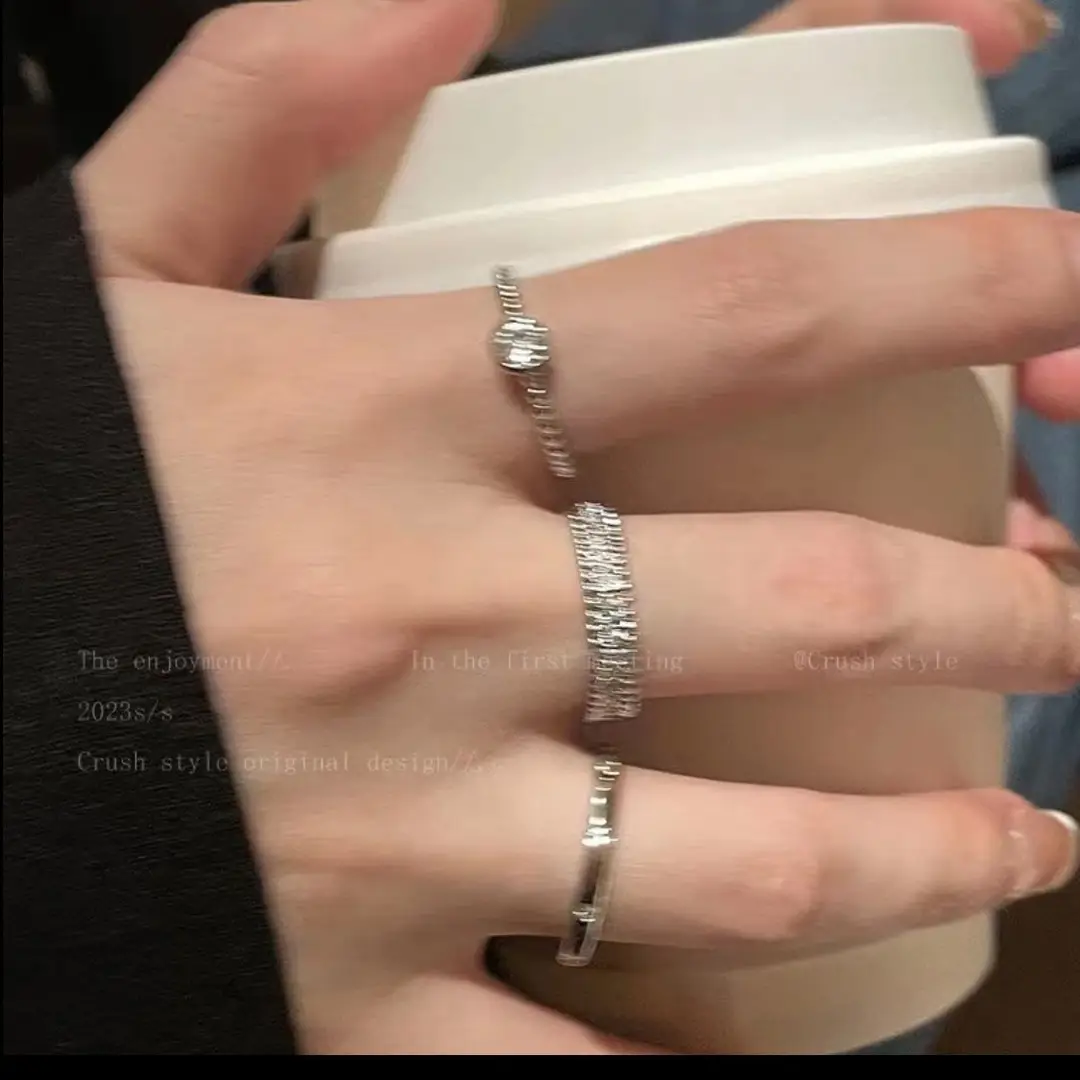Ins Style Korean Niche Ring, Feminine, Versatile, Simple and Personalized Pair of Rings, High-End Open Index Finger Ring Wholesale