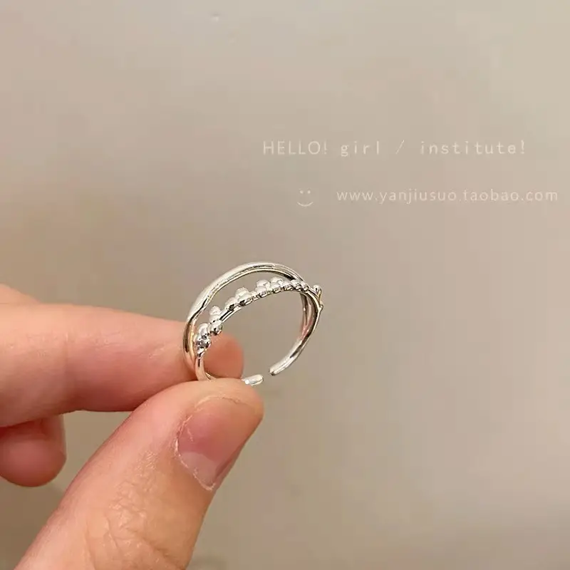 Ins Style Korean Niche Ring, Feminine, Versatile, Simple and Personalized Pair of Rings, High-End Open Index Finger Ring Wholesale