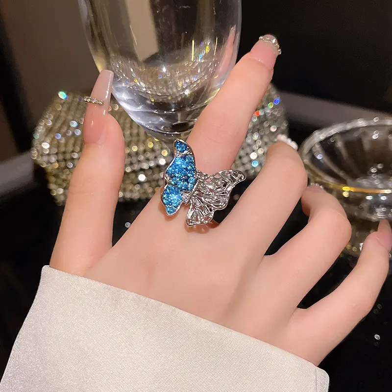 Ins Style Korean Niche Ring, Feminine, Versatile, Simple and Personalized Pair of Rings, High-End Open Index Finger Ring Wholesale