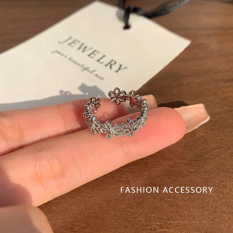 Ins Style Korean Niche Ring, Feminine, Versatile, Simple and Personalized Pair of Rings, High-End Open Index Finger Ring Wholesale